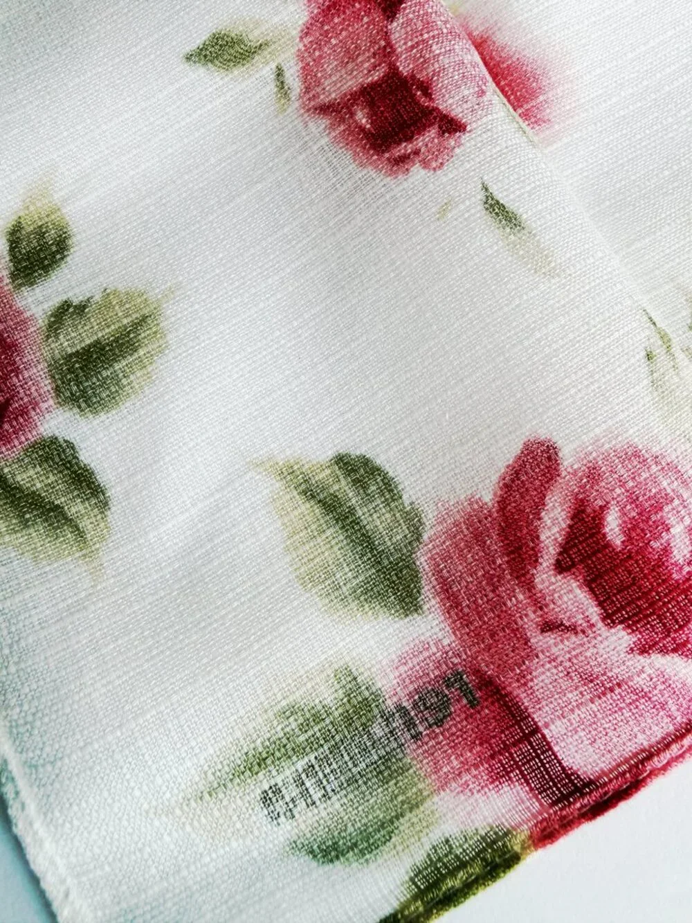 Renoma Vintage Cotton Floral Scarf Pink Roses Handkerchief 17